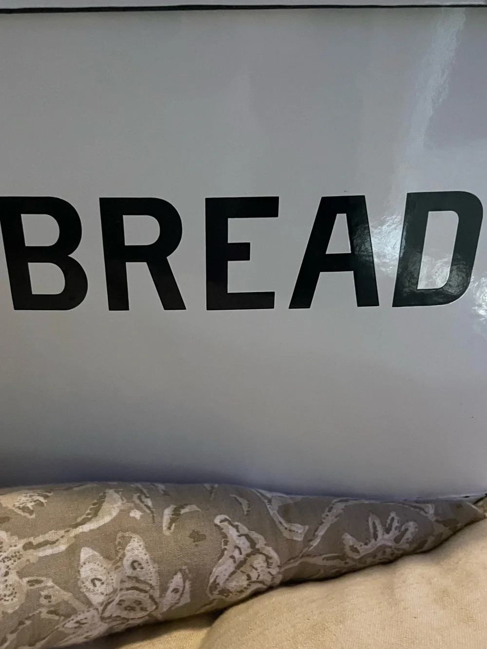 Hobby Lobby White Bread Box with Black Lettering